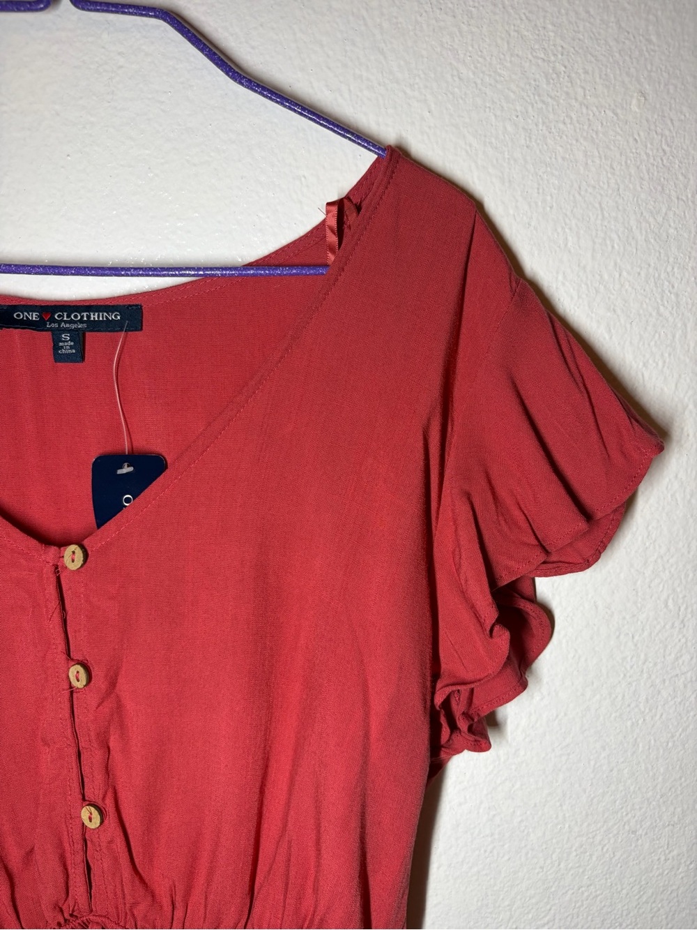 ONE CLOTHING Red Ruffled Blouse - Picture 4 of 7